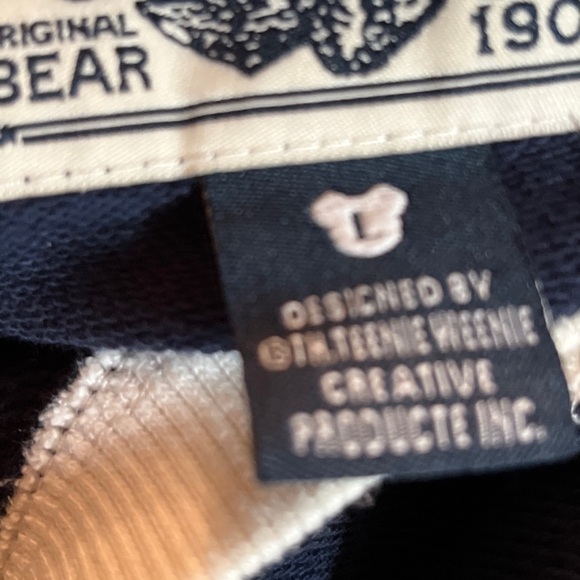 TEENIE WEENIE Twteenie  Sz L  Sweatshirt Cream Sleeves Teddy Bear Embroidered - Picture 7 of 8